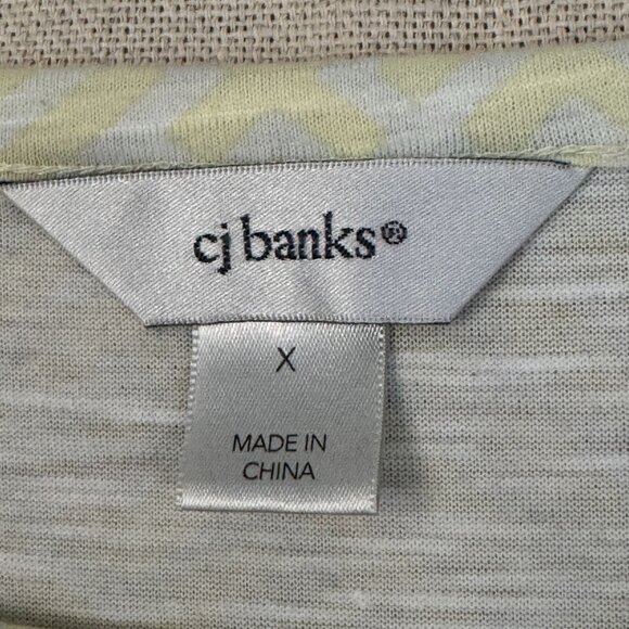 CJ Banks 3/4 Sleeve Tunic Top Geometric Ombre Women’s 1X Blue Ivory - Picture 10 of 12